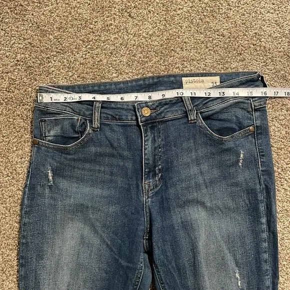 Pistola Jeans High Rise I’m Straight Medium Wash Distressed Size 31 - Picture 9 of 11